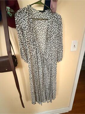 Piper Black & White Printed Tie-Waist Midi Dress
